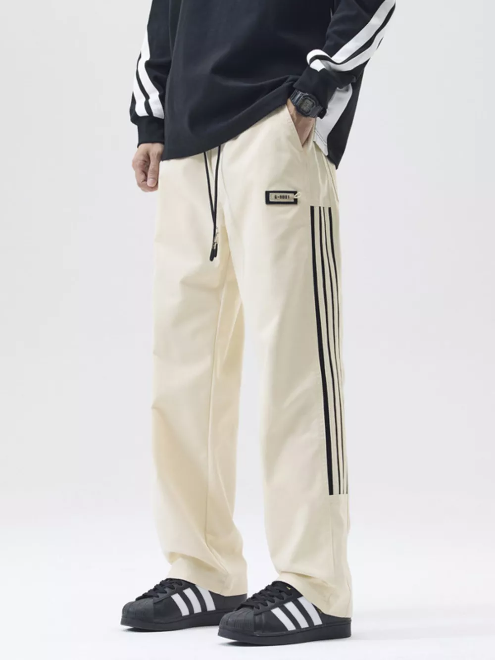 Men's Full Size Side Striped Wide Leg Casual Pants Plus Size, image 2