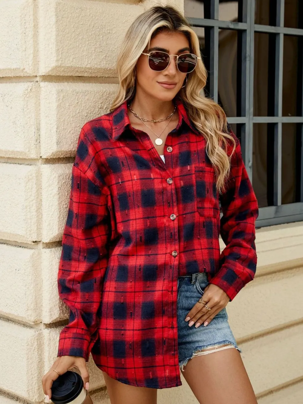 Plaid Button Up Long Sleeve Shirt, image 12