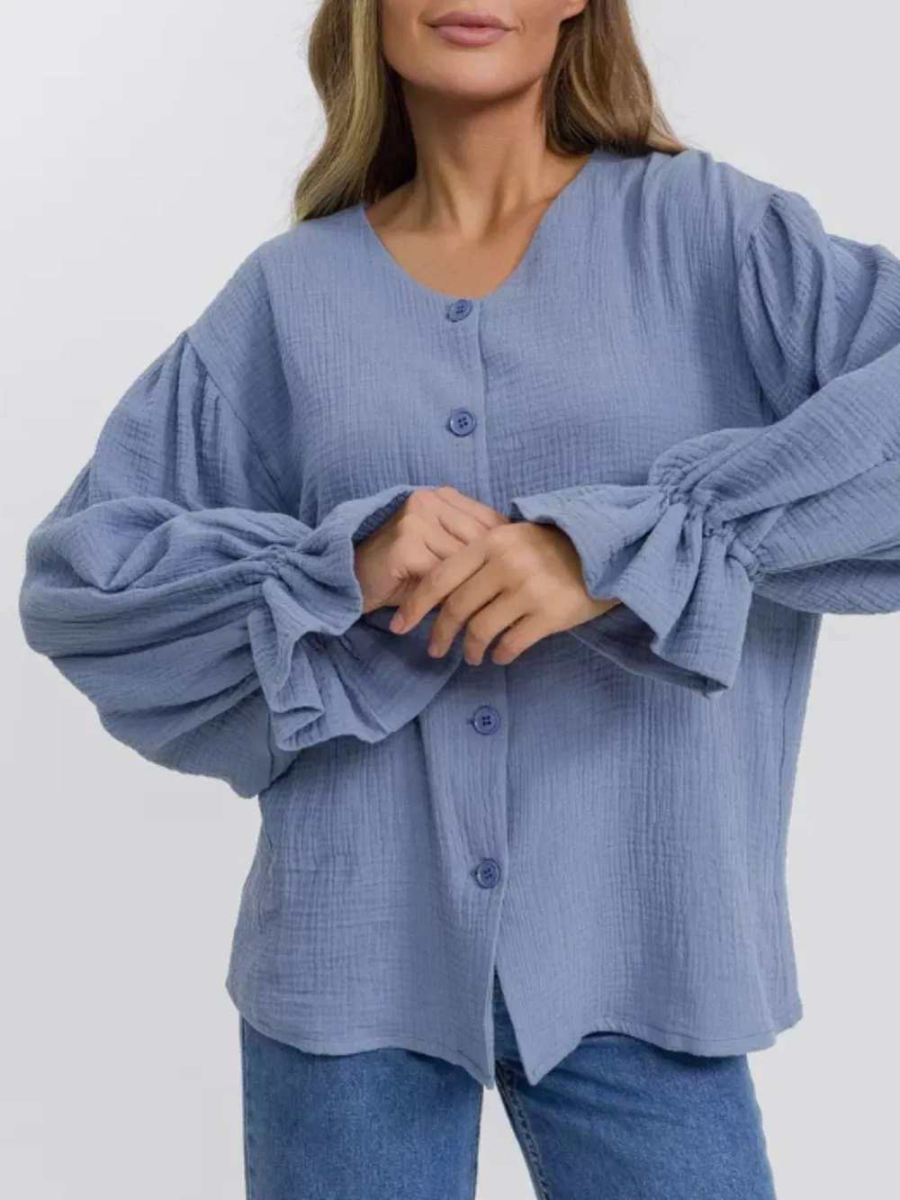 Button Up Flounce Sleeve Shirt, image 13