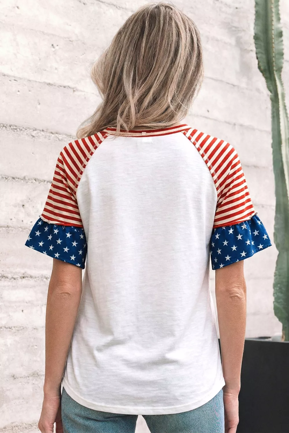 Star Detail Flag Inspired Short Sleeve Top, image 2