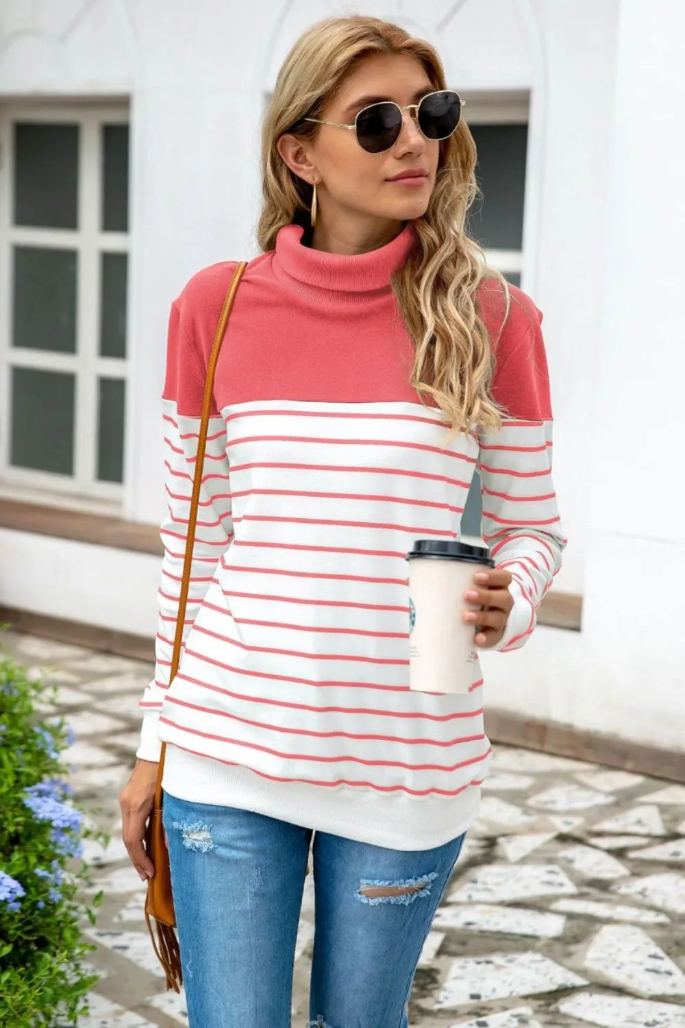 Striped Contrast Turtleneck Sweater, image 15