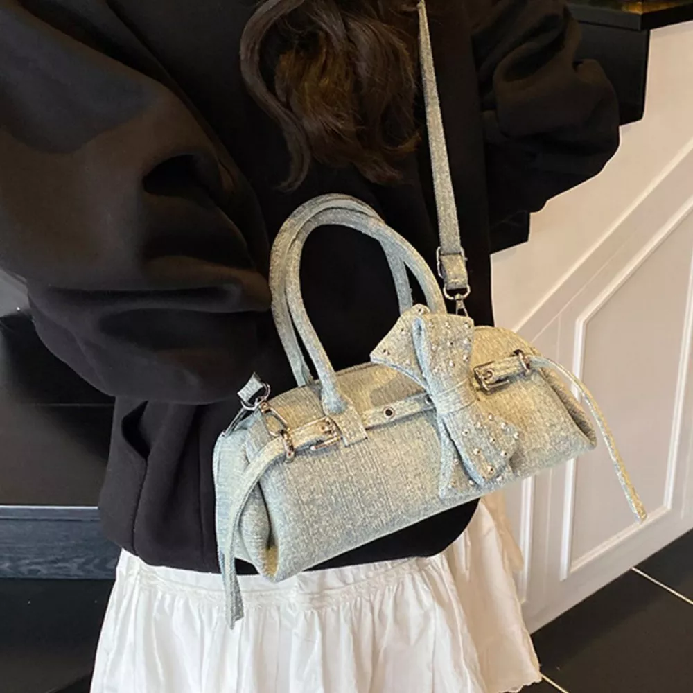 Denim Bow Accent Crossbody Bag, image 10