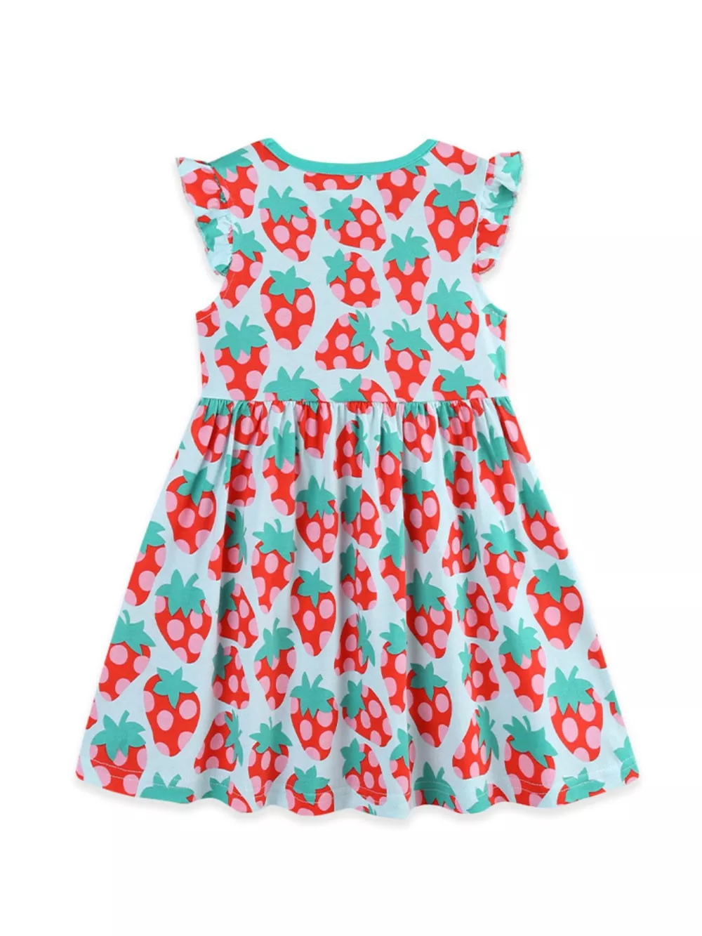 Children's Strawberry Print Ruffle Sleeve Casual Dress, image 5