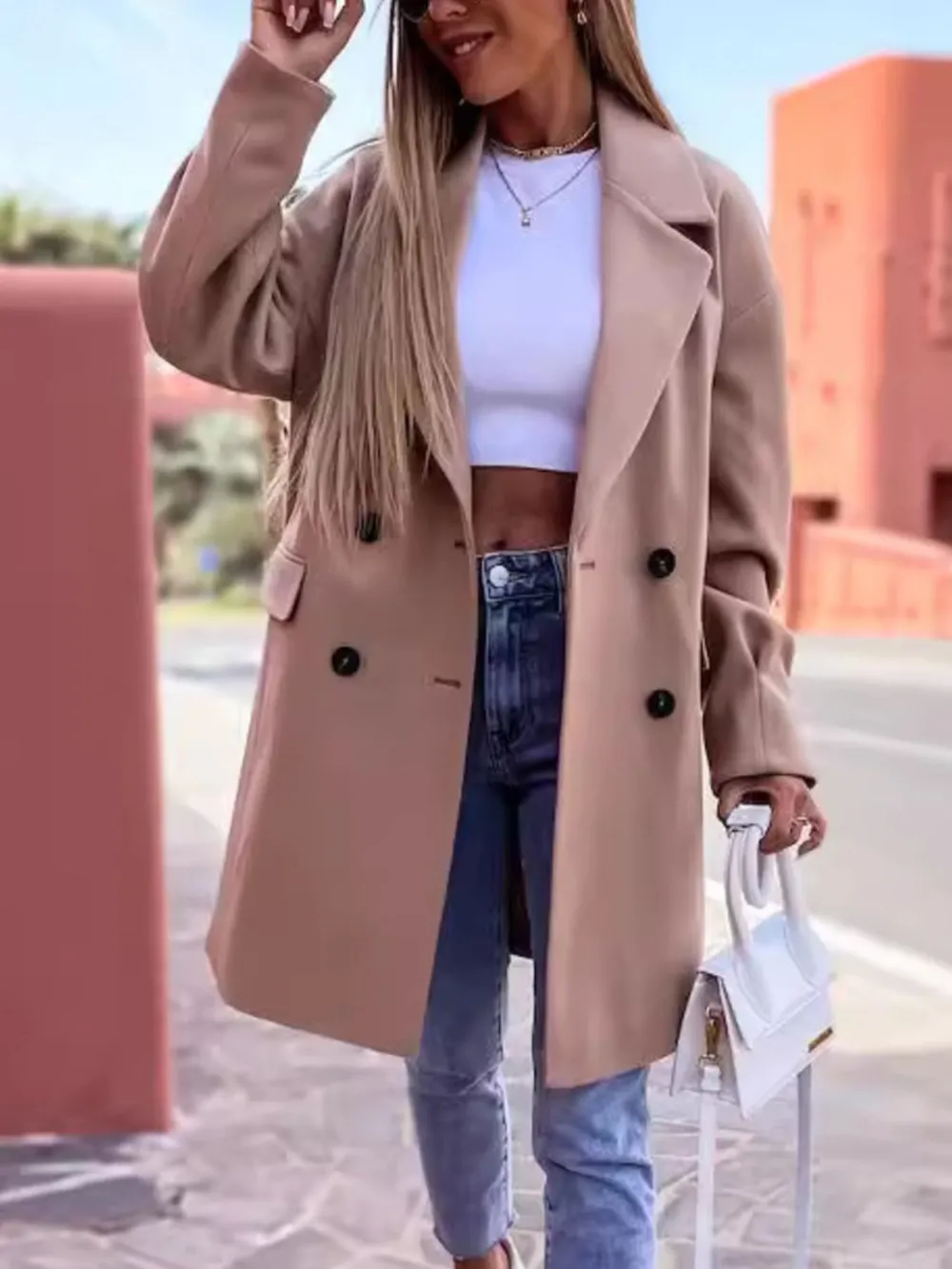 Full Size Double-Breasted Wool Coat Plus Size, image 10