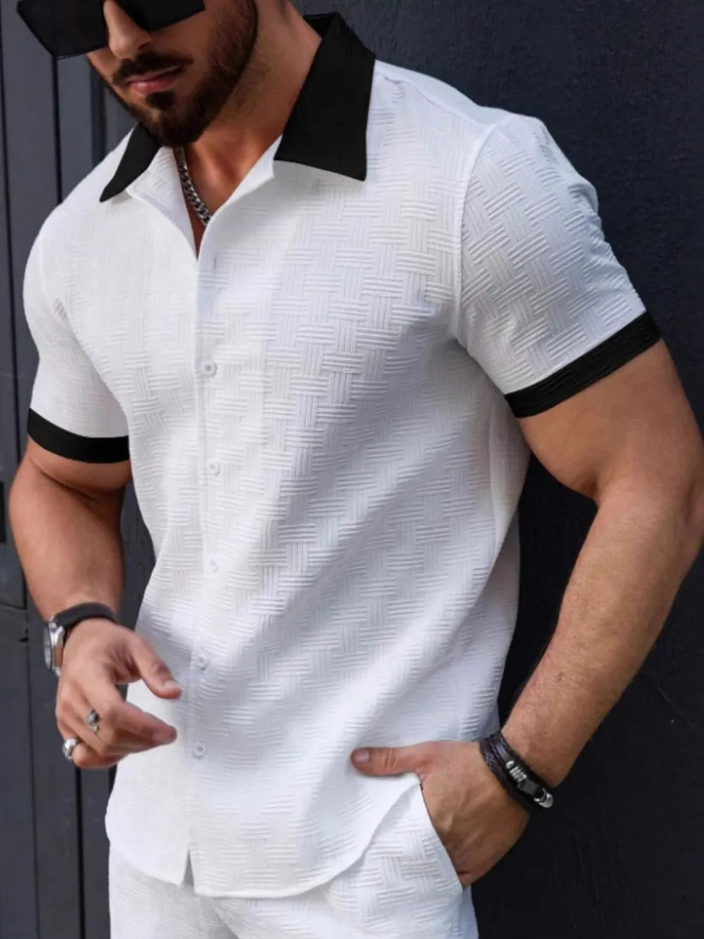 Men's Button Up Short Sleeve Shirt, image 4