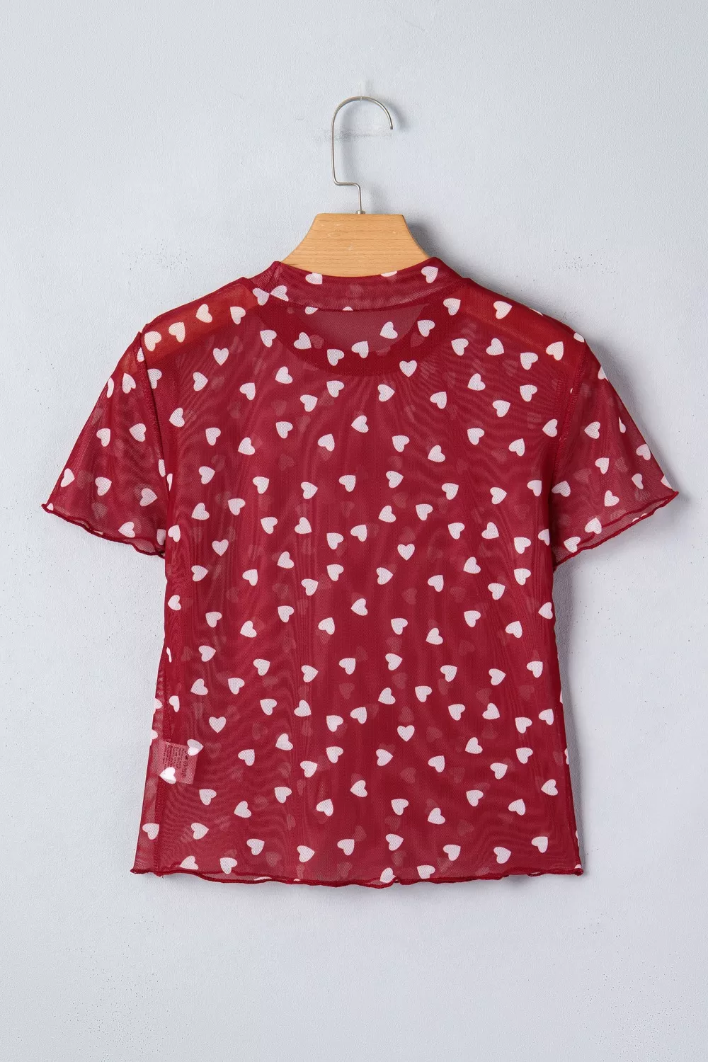 Sheer Heart Print Fitted Top, image 2