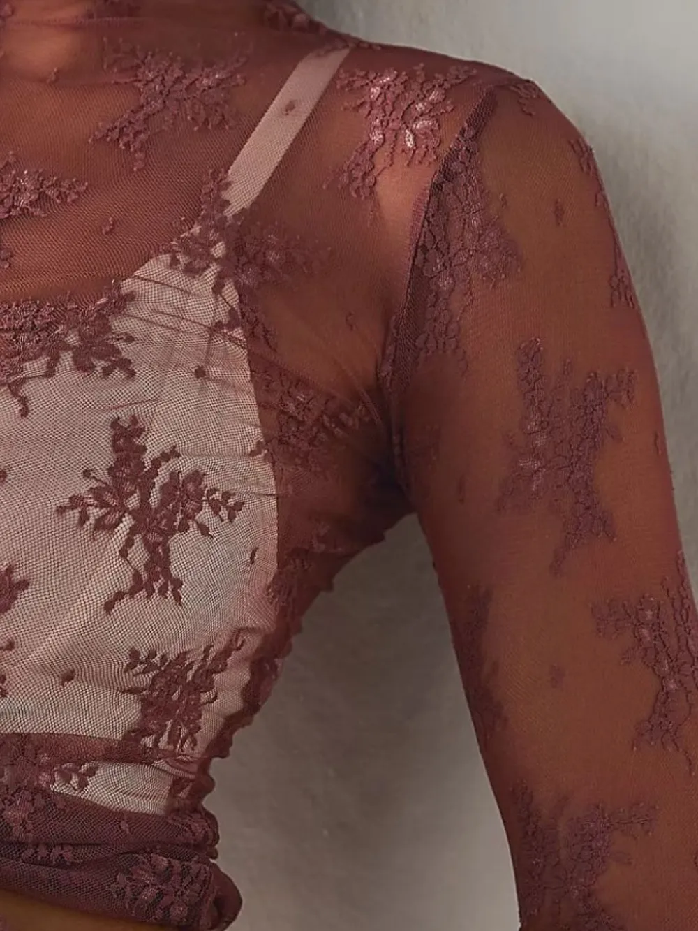 Lace Mock Neck Long Sleeve Blouse, image 3