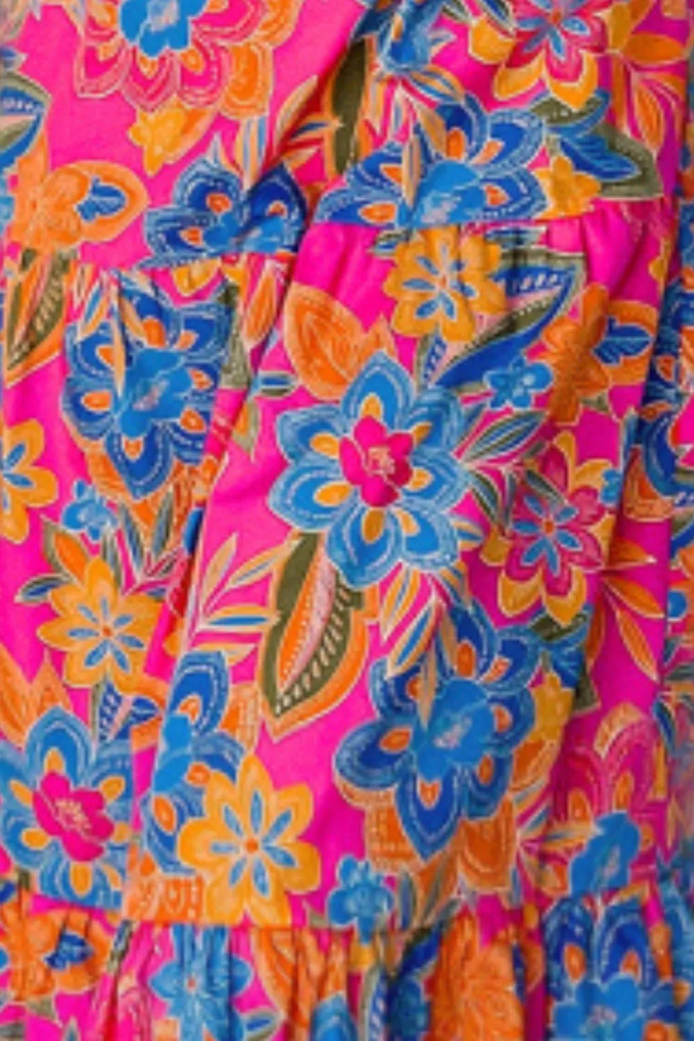 Printed V-Neck Cap Sleeve Pocketed Midi Dress, image 2