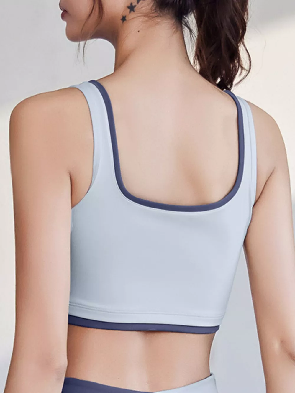 Contrast Trim Scoop Neck Active Bra, image 8
