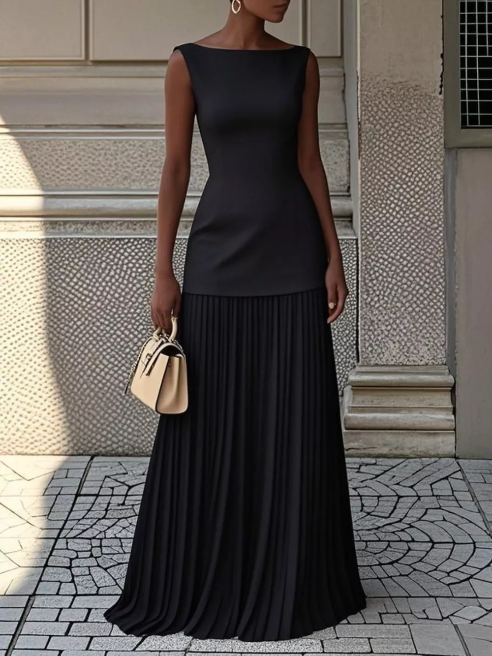 Sleeveless Pleated Maxi Dress, image 2