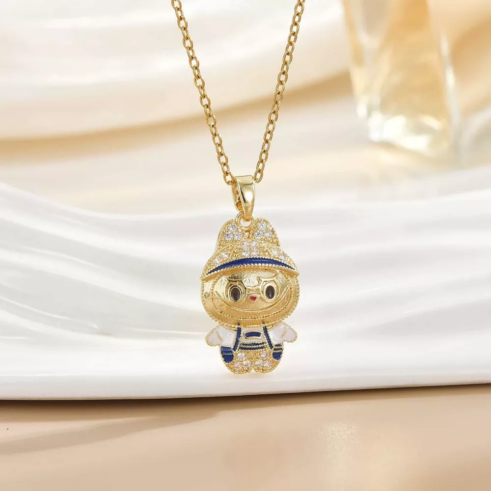 18K Gold-Plated Cartoon Character Pendant Necklace, image 2