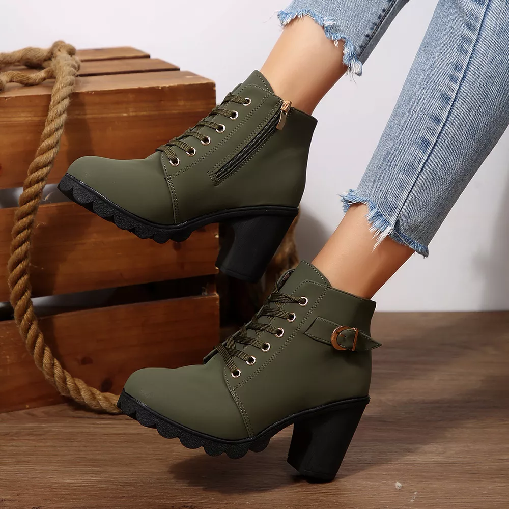 Lace Up Block Heels Boots, image 17