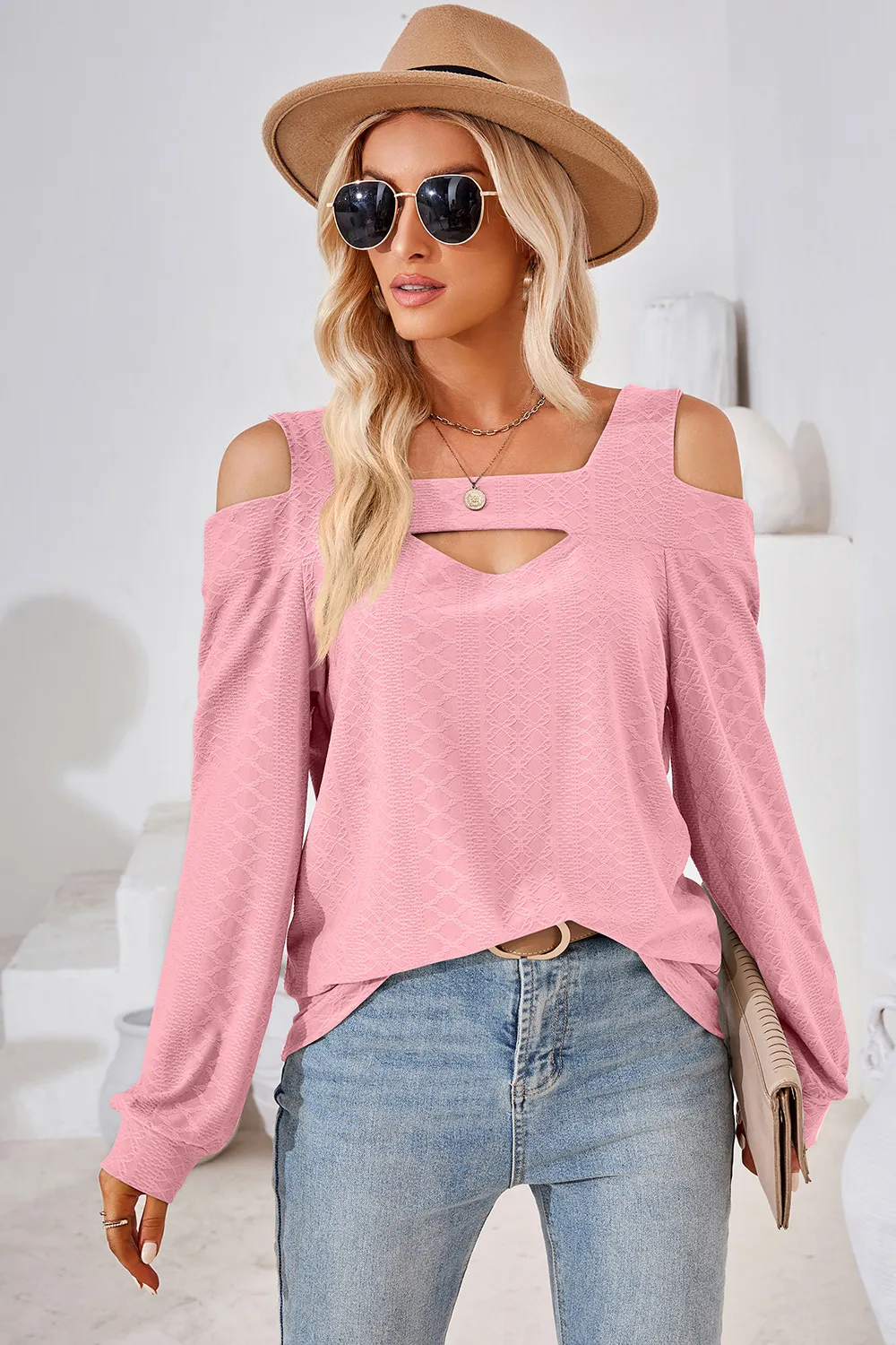 Cutout Square Neck Cold Shoulder T-Shirt, image 6