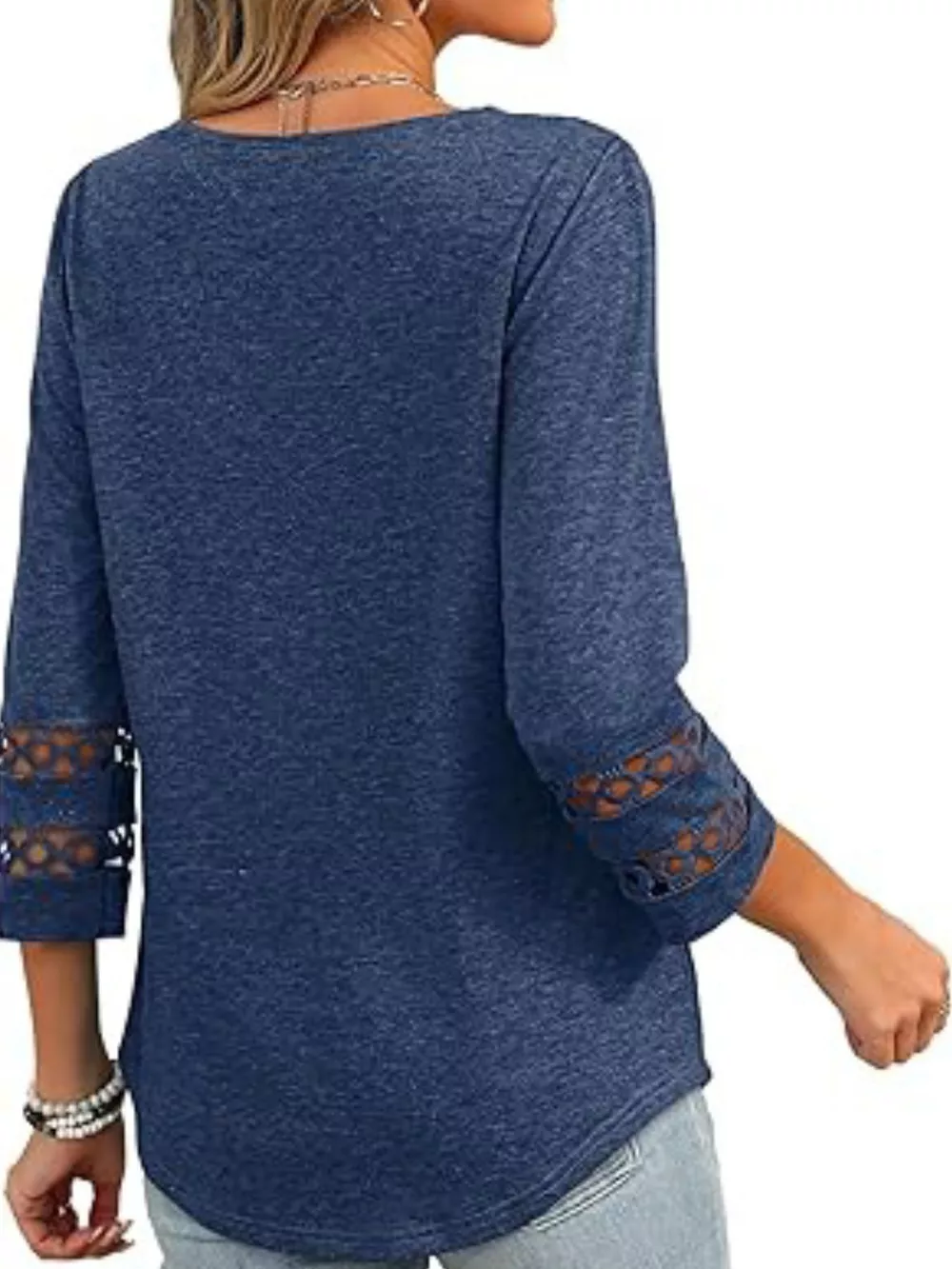 V-Neck Cutout 3/4 Sleeve T-Shirt, image 2