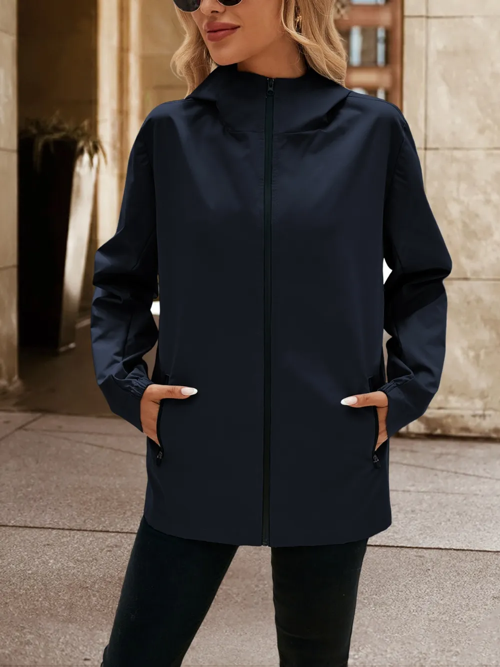 Pocketed Zip Up Hooded Jacket, image 13