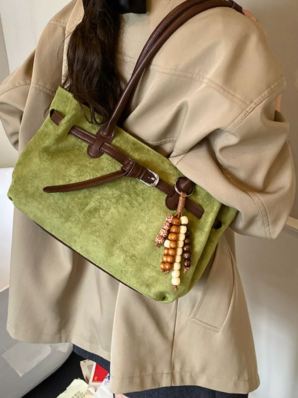 Vintage Suede Tote Bag, image 2