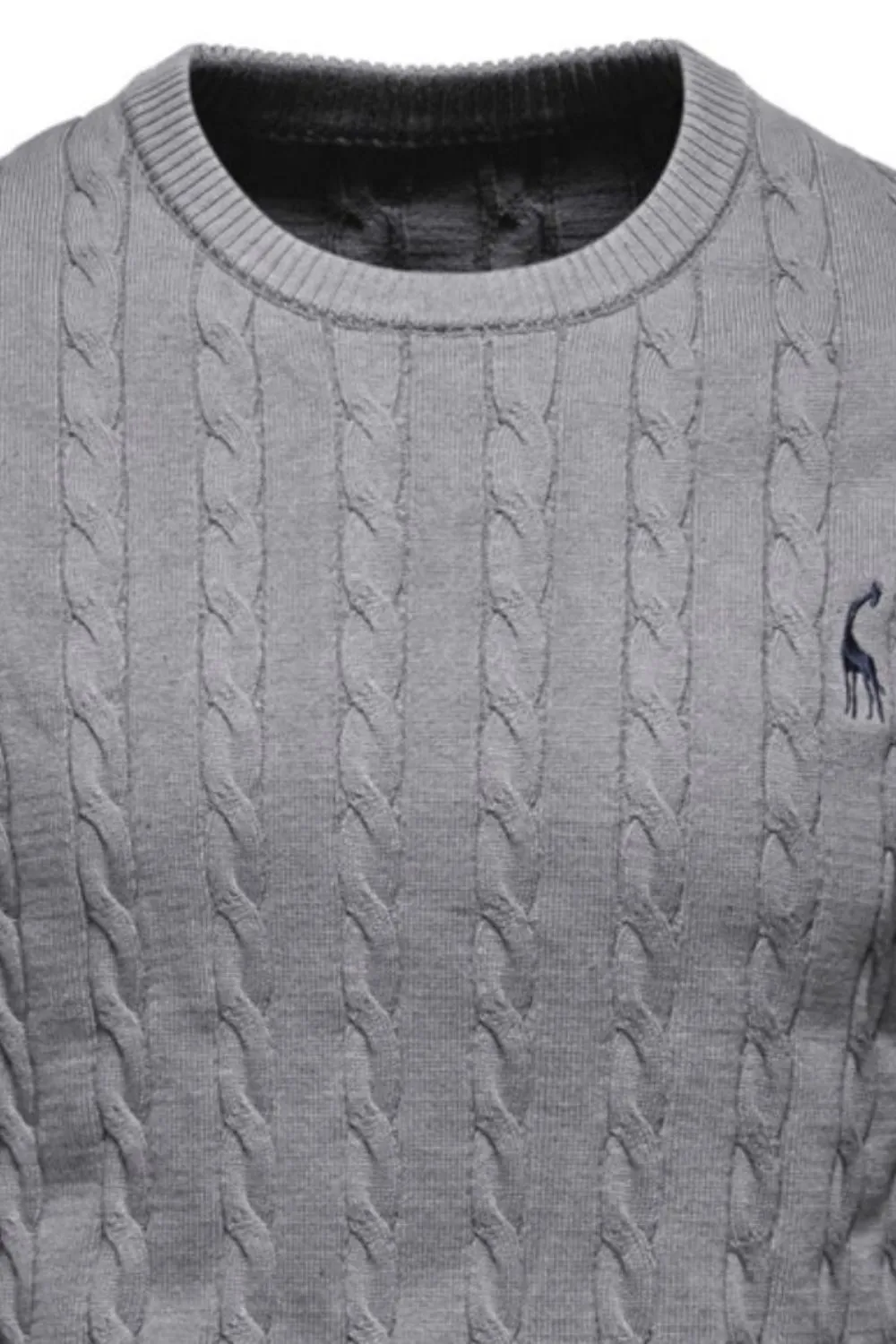 Men's Cable-Knit Round Neck Long Sleeve Sweater, image 6