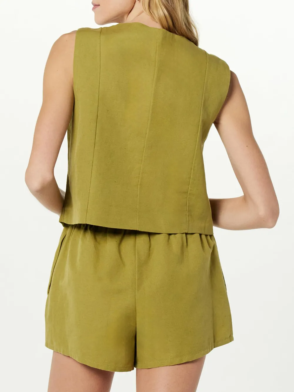 Button Up V-Neck Top and Pocketed Shorts Set, image 8