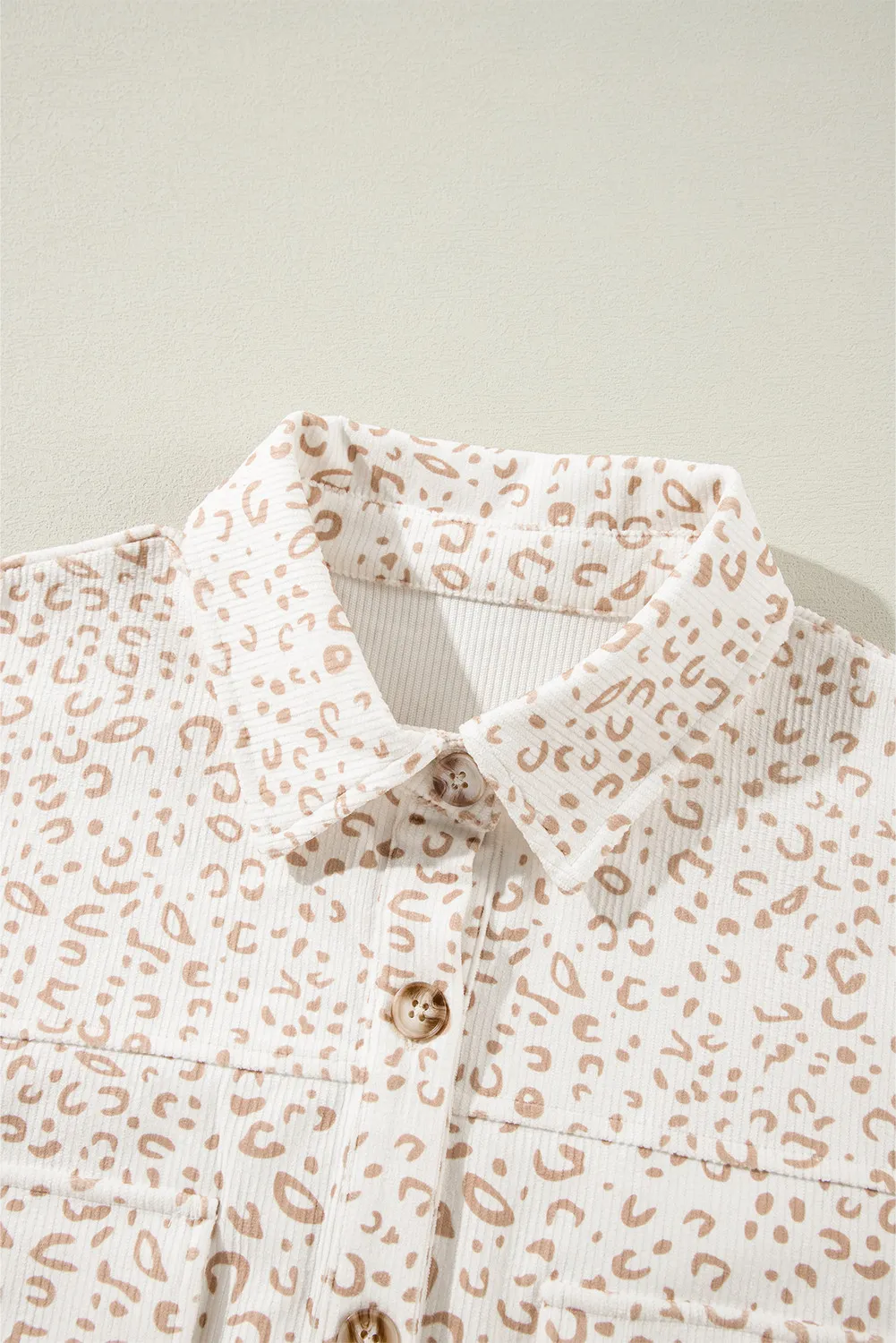 Leopard Collared Neck Dropped Shoulder Jacket, image 2