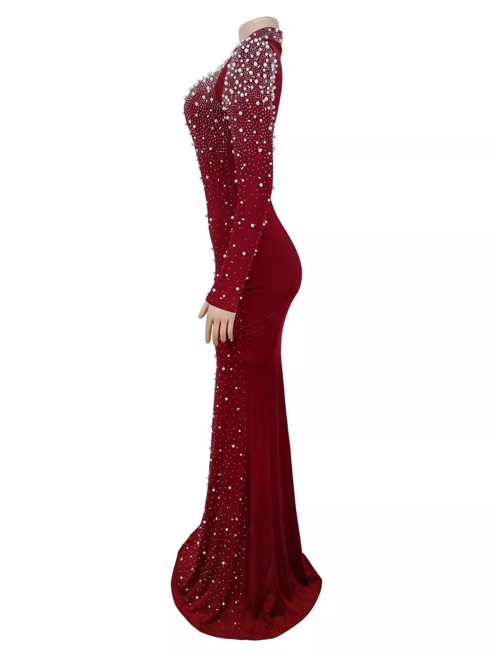 Rhinestone Long Sleeve Mermaid Maxi Dress, image 10