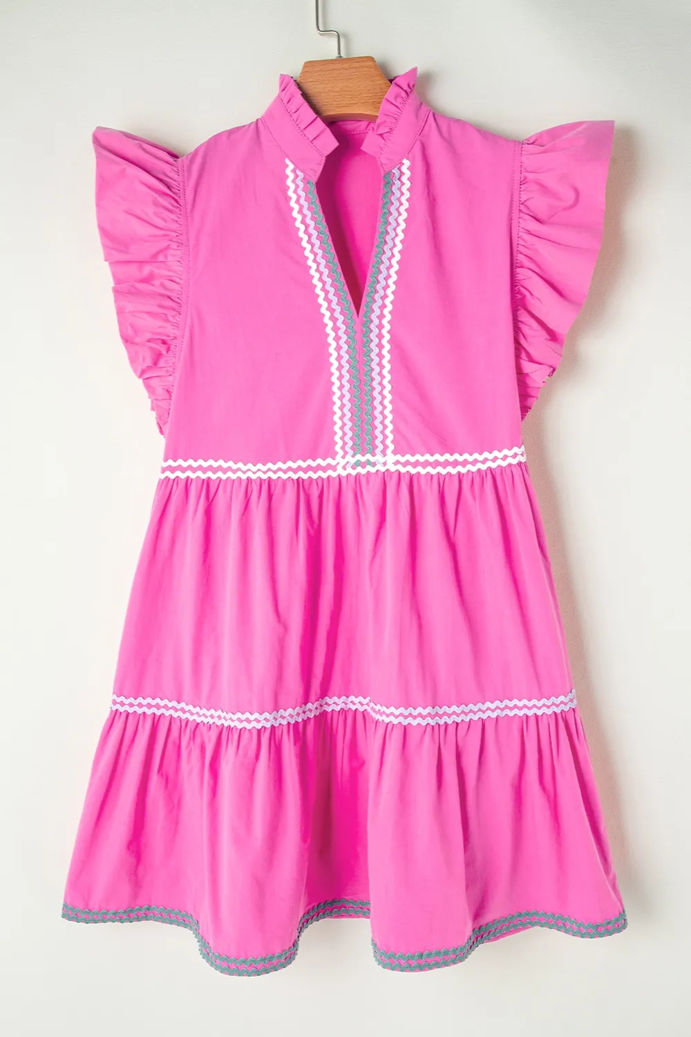 Ruffled Notched Cap Sleeve Mini Dress, image 15