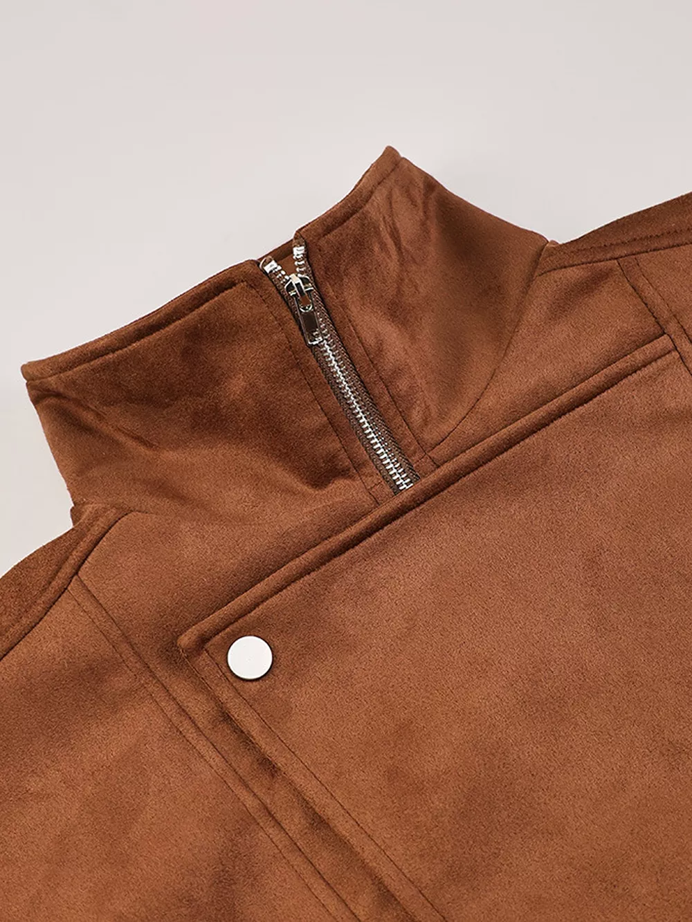 Zip Up Dropped Shoulder Moto Jacket, image 17