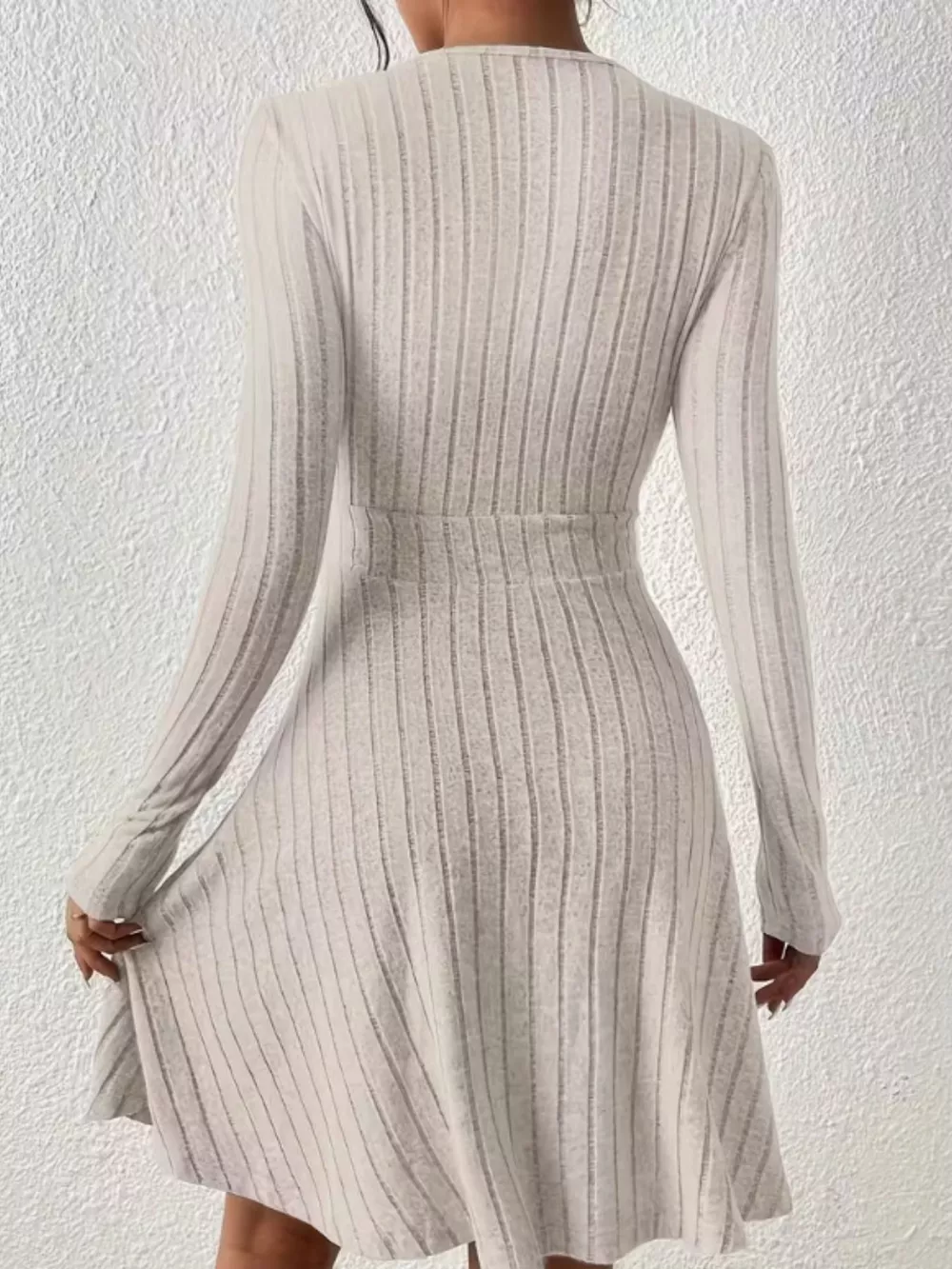 Ribbed Knit Wrap Mini Dress, image 2