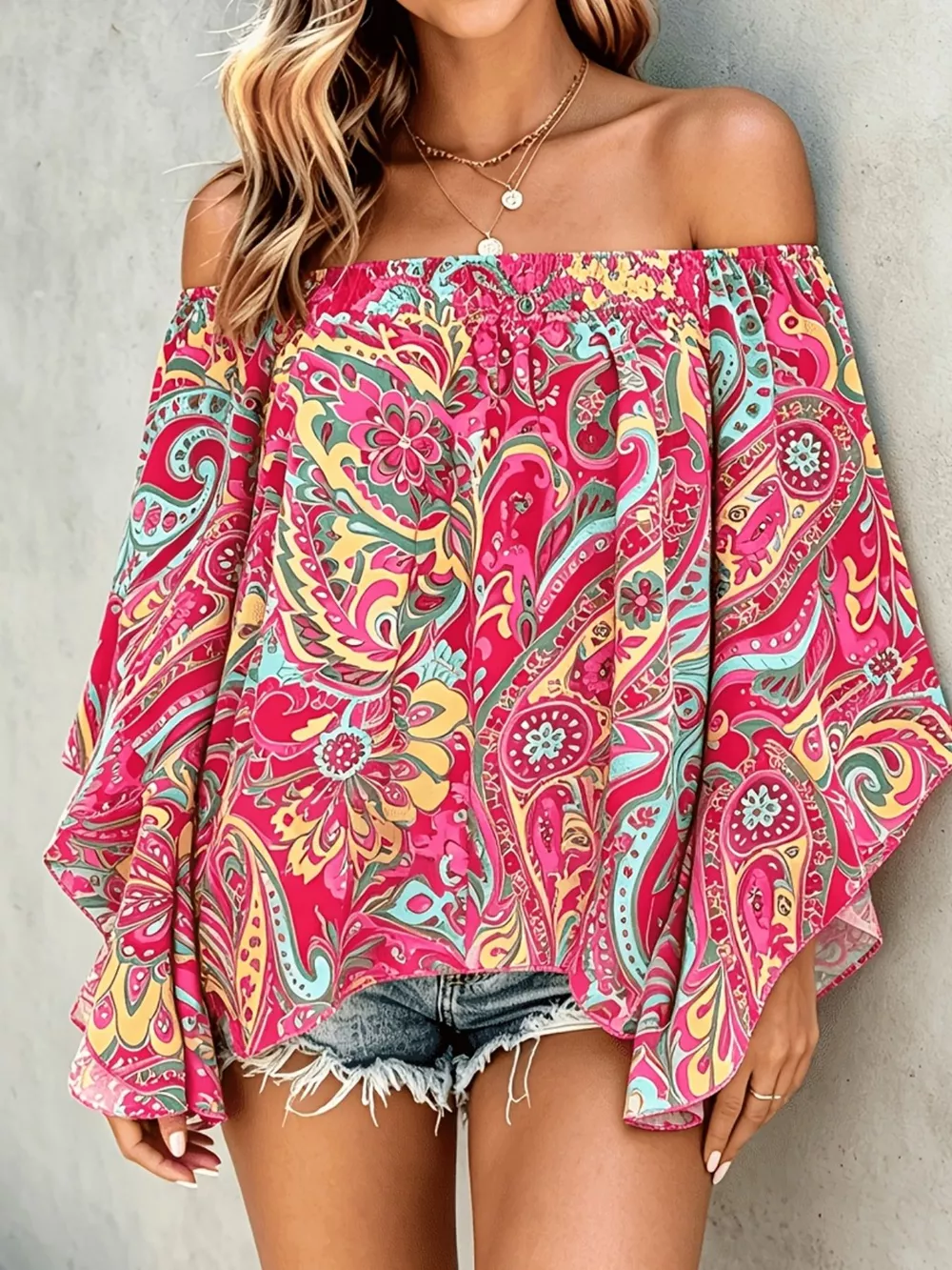 Printed Off Shoulder Blouse, image 8
