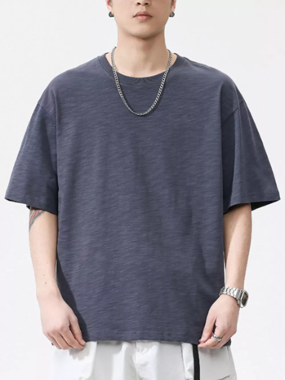 Men's Plus Size Round Neck Half Sleeve T-Shirt, image 2