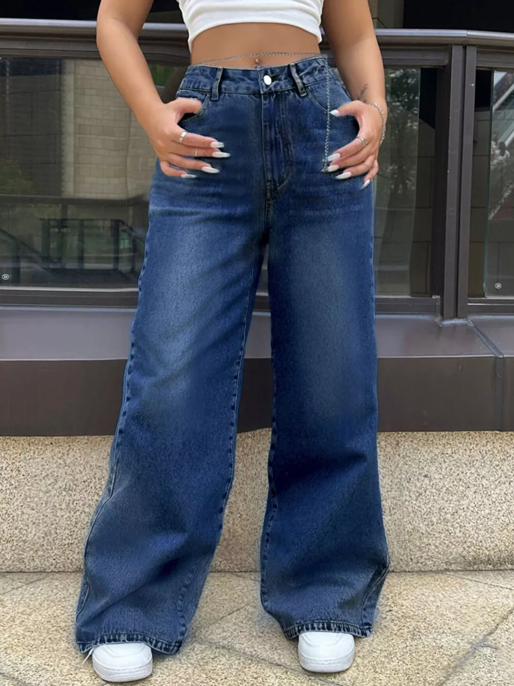 High-Waisted Wide Leg Jeans