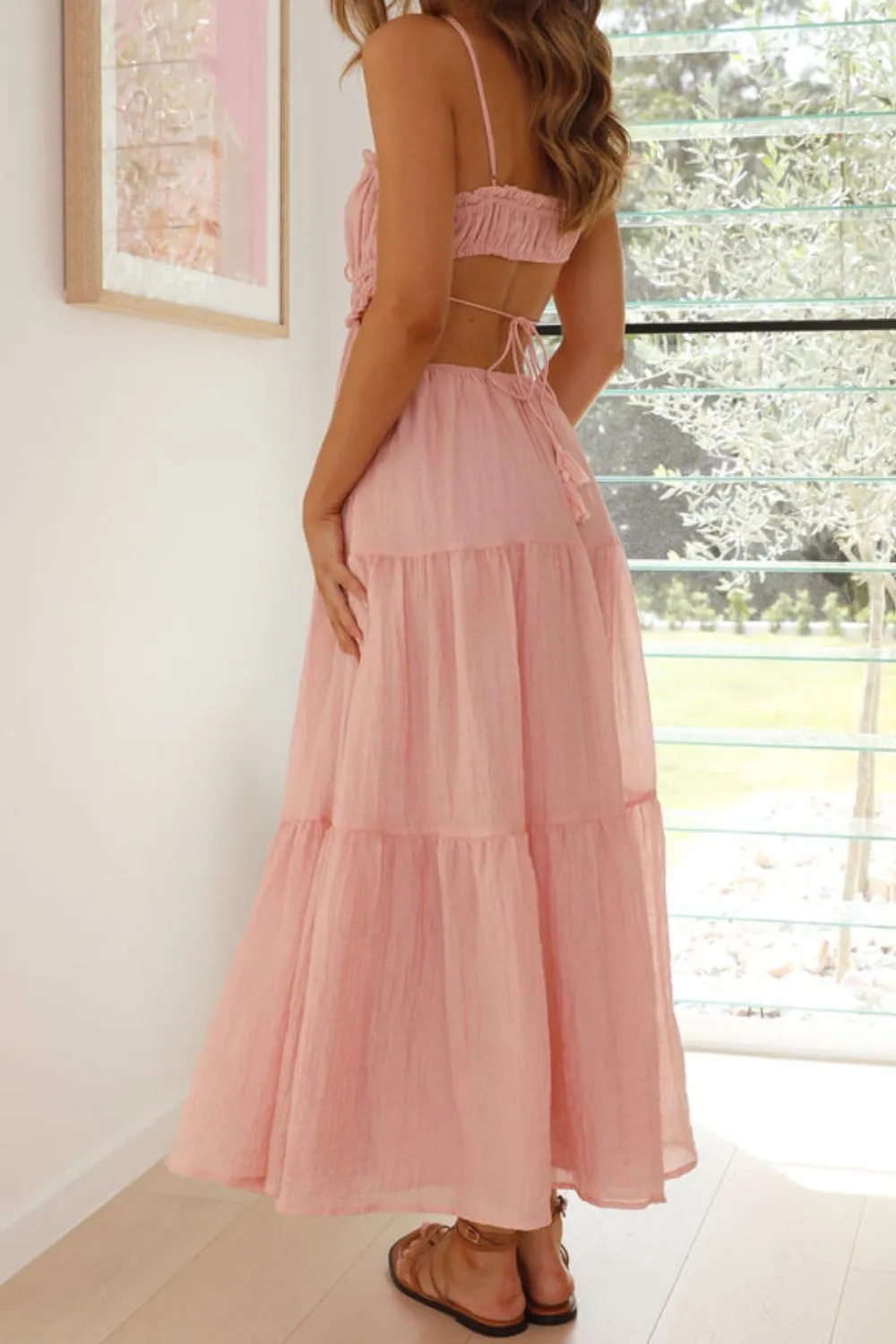 Cutout Square Neck Midi Cami Dress, image 2