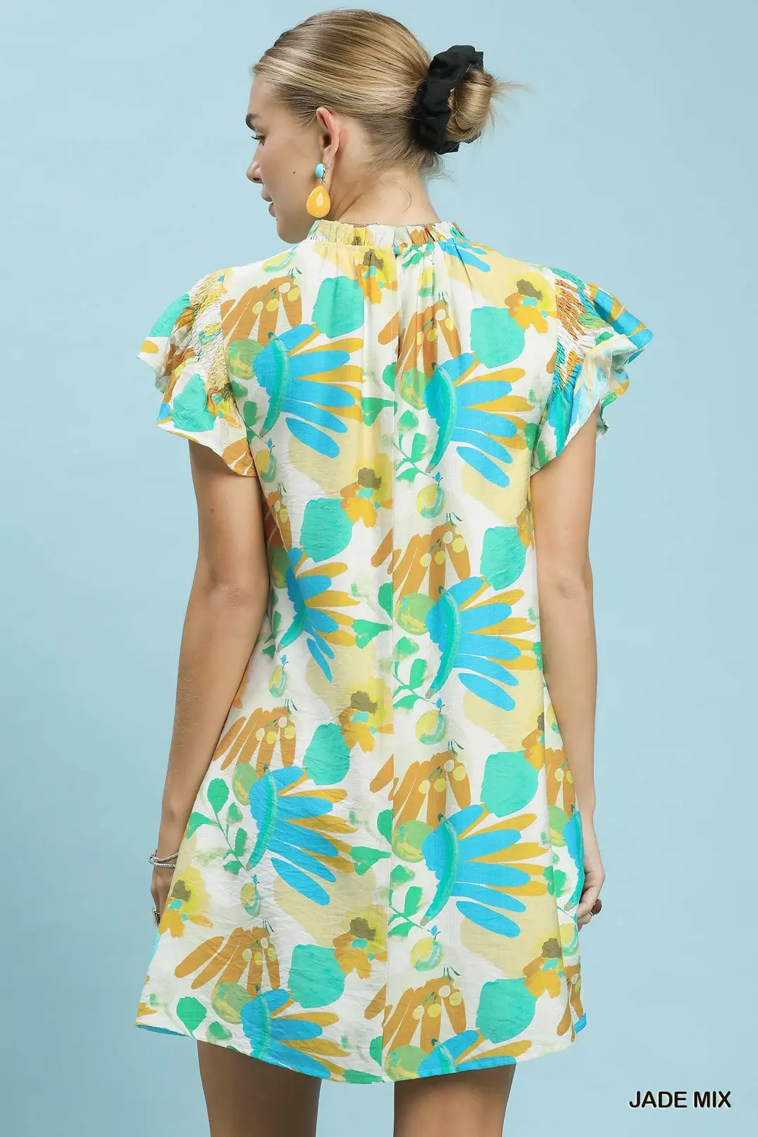 Ruffled Botanical Print Mini Dress, image 3