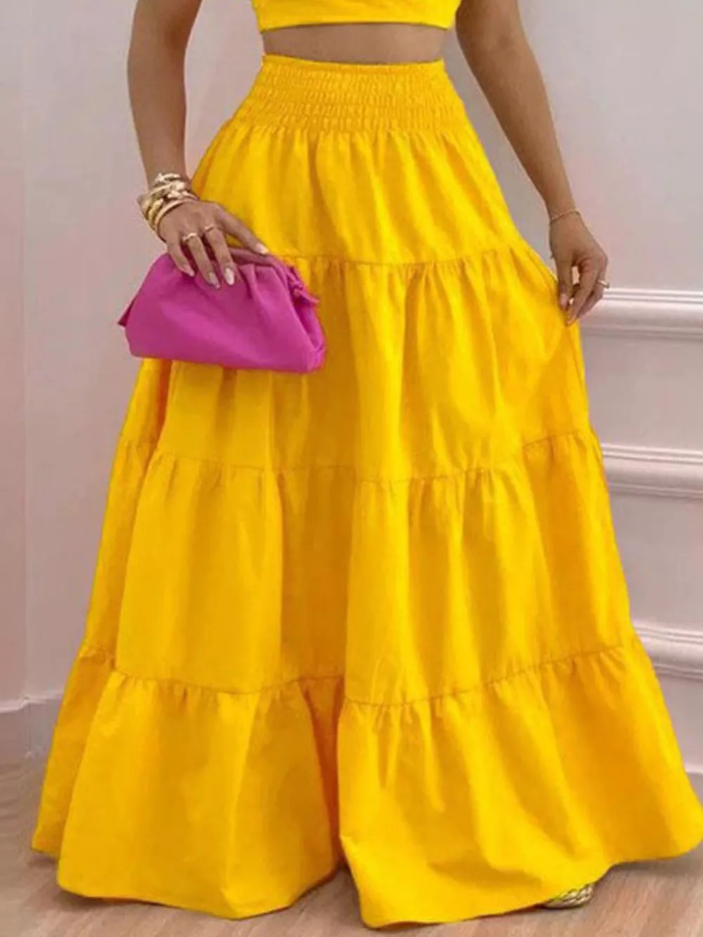 Crop Top and Tiered Maxi Skirt Set, image 10
