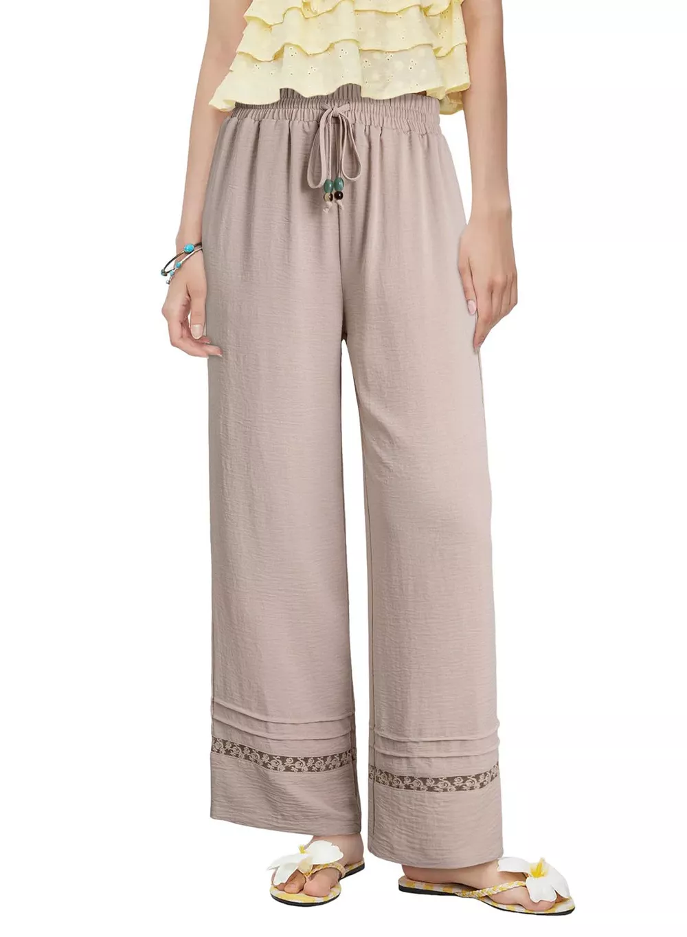 Casual Wide Leg Drawstring Pants, image 2