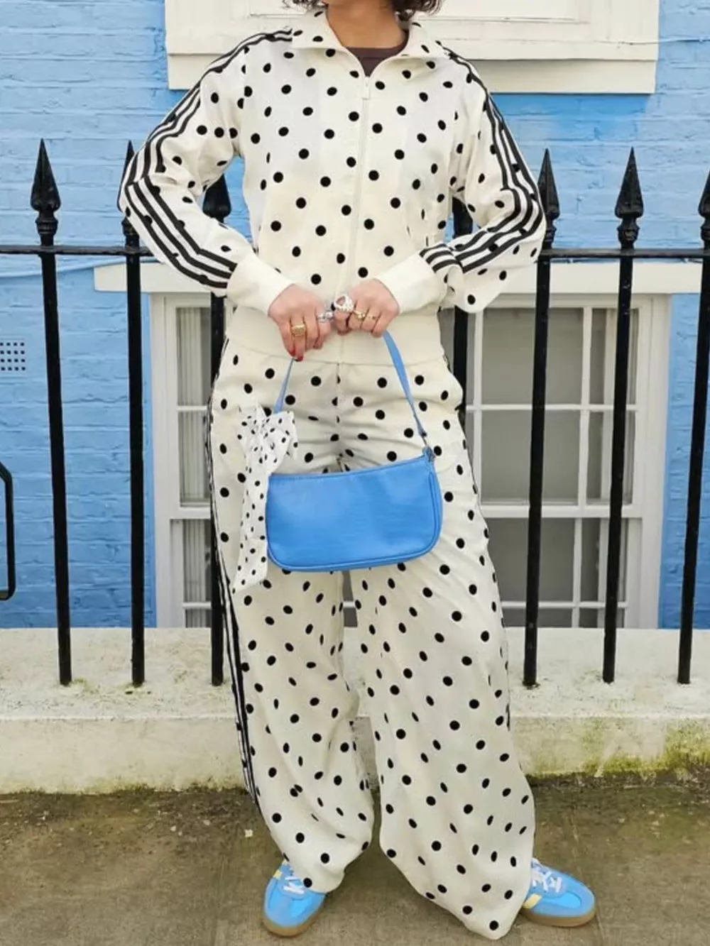 Polka Dot Side Striped Outerwear and Pants Set, image 16