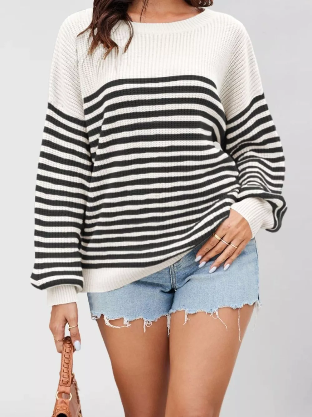 Striped Knit Long Sleeve Sweater, image 5