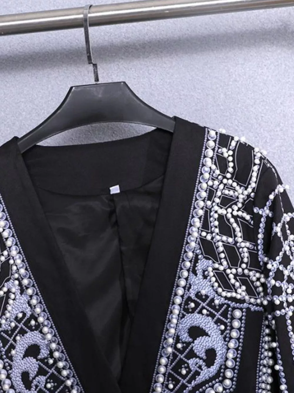 Full Size Embellished Pearl One-Button Blazer Plus Size, image 24