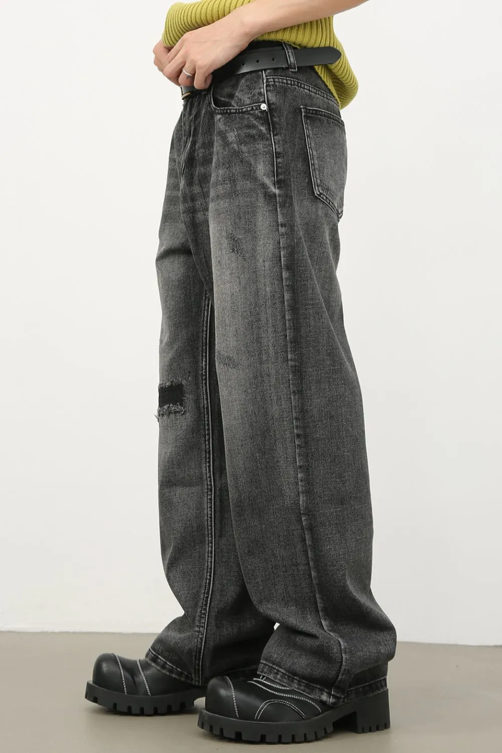 Men's Distressed Jeans with Pockets, image 4