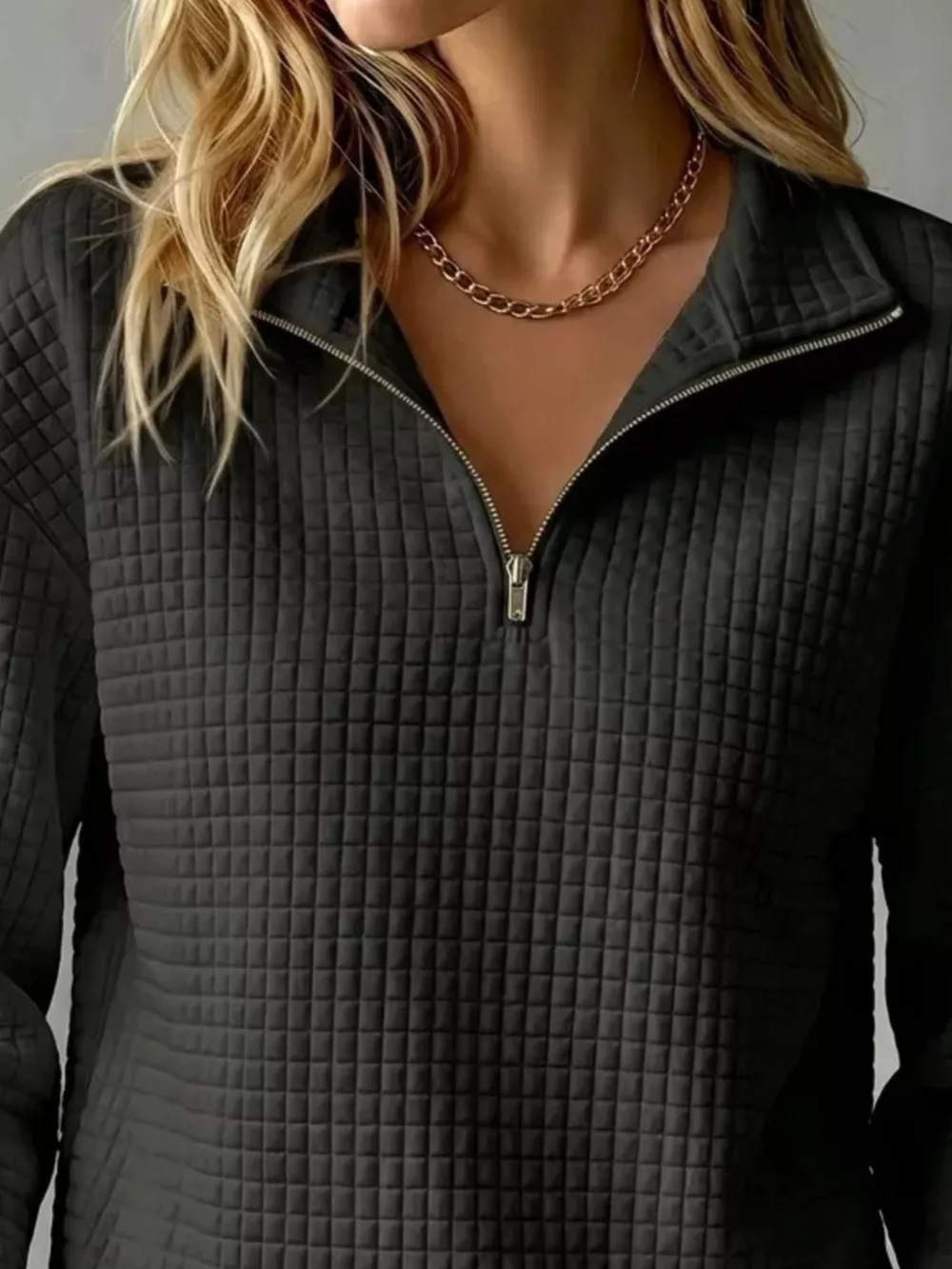 Waffle Knit Quarter-Zip Sweatshirt, image 20