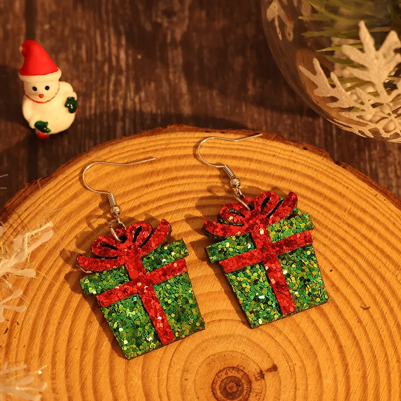 Sequin Gift Box PU Leather Earrings, image 4
