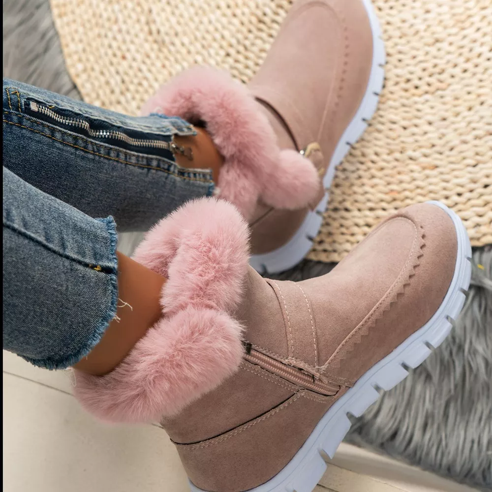 Fuzzy Trim Buckle Boots, image 12