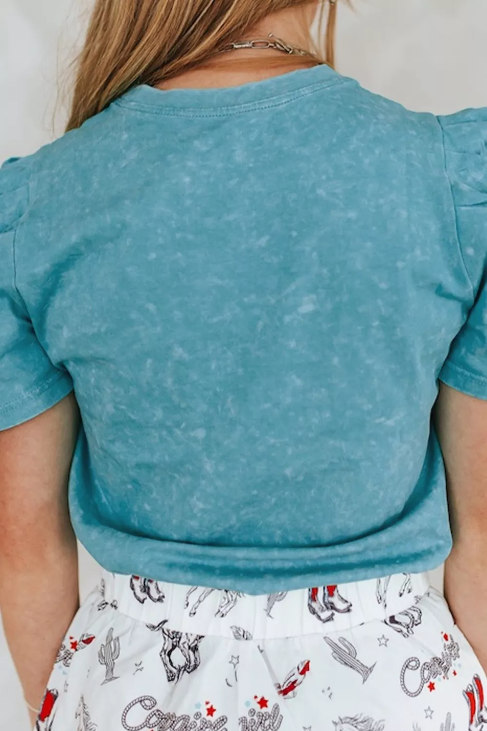 Vintage Wash Embroidered Puff Sleeve T-Shirt, image 3