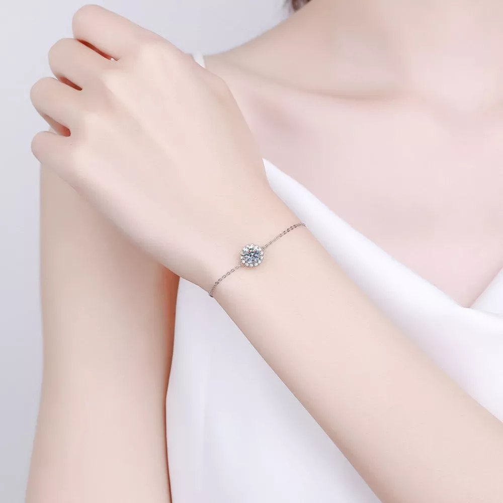 1 Carat 925 Sterling Silver Moissanite Bracelet, image 3