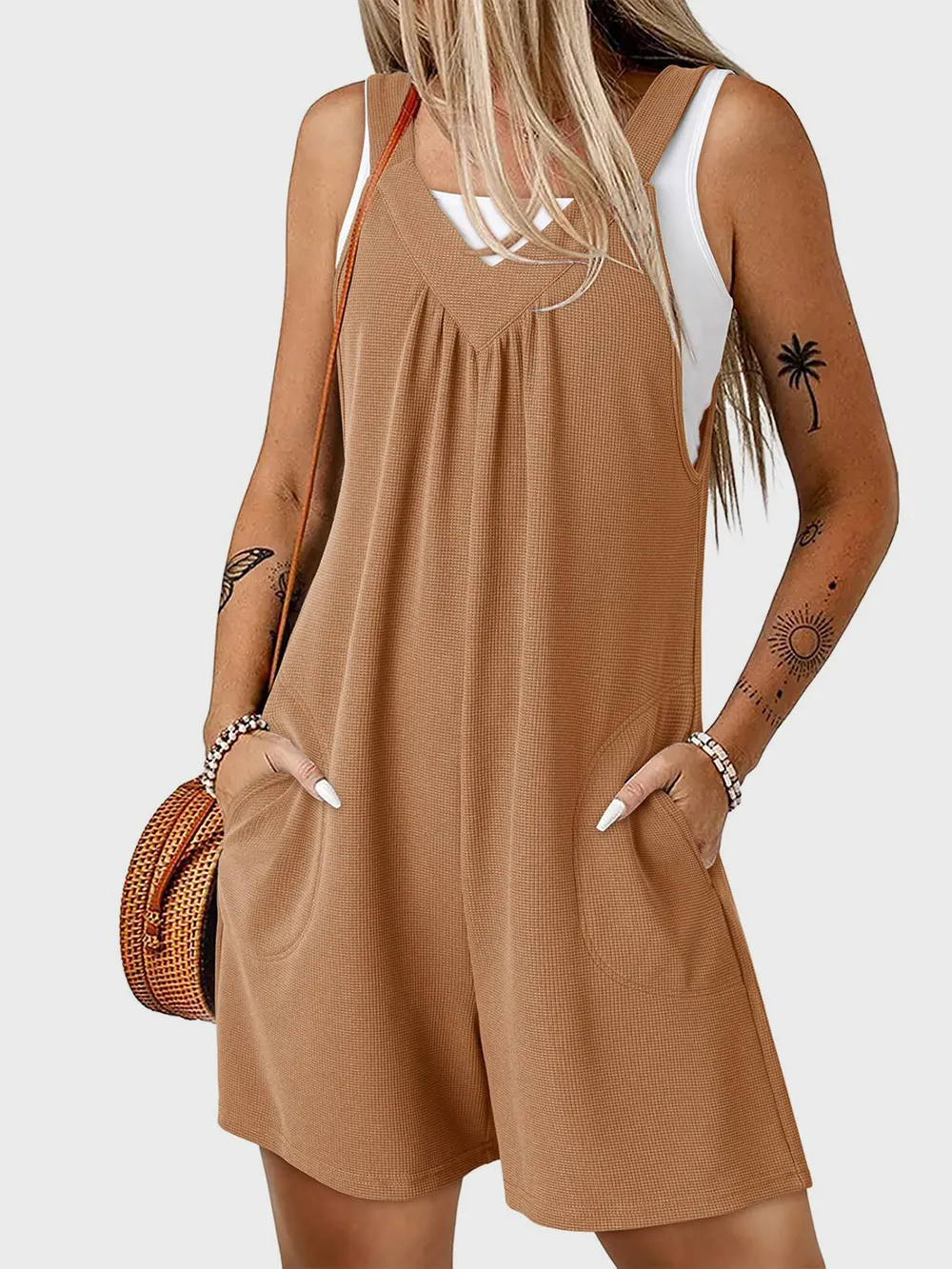 V-Neck Wide Strap Romper, image 2