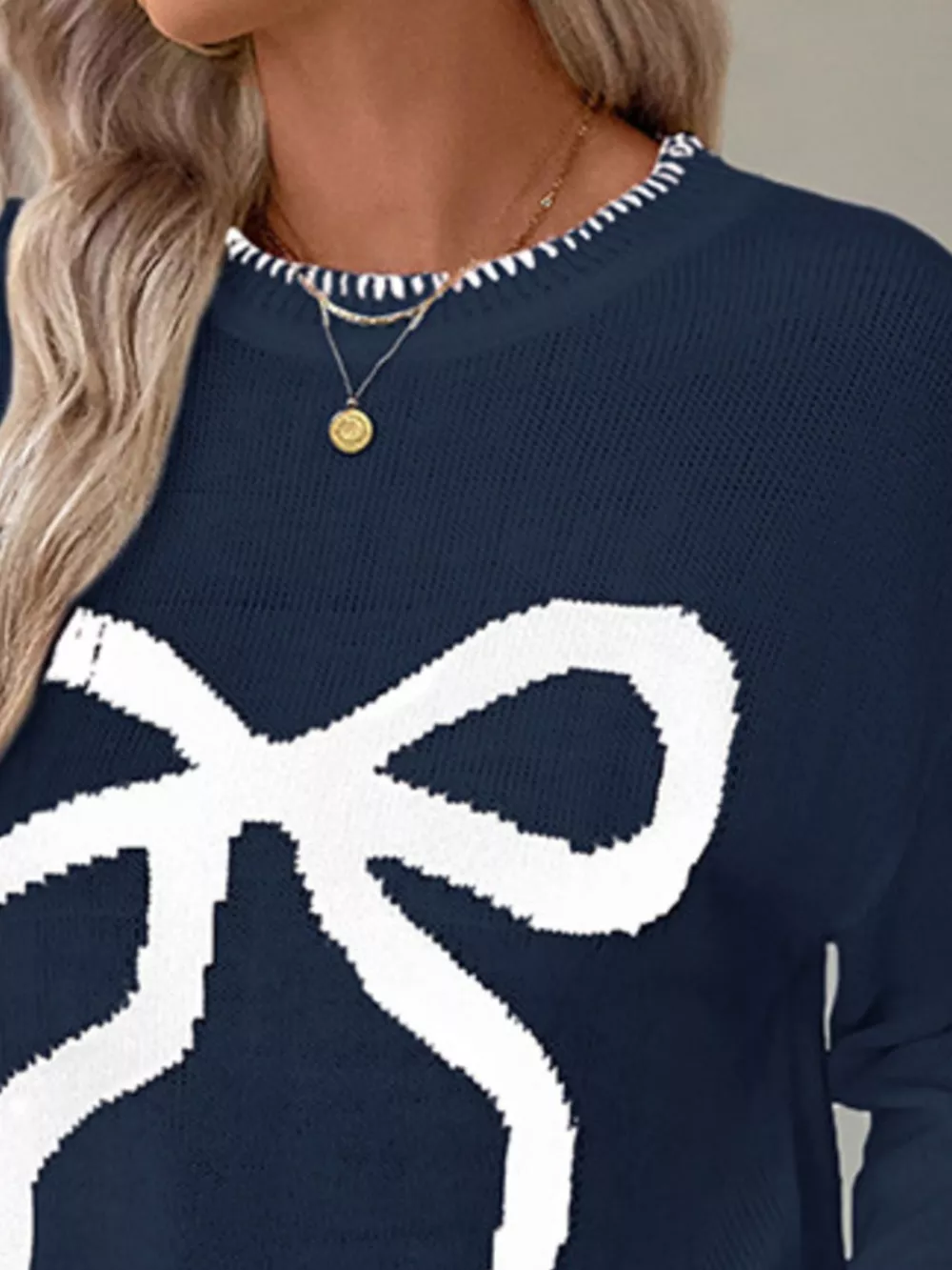 Bow Round Neck Sweater, image 8