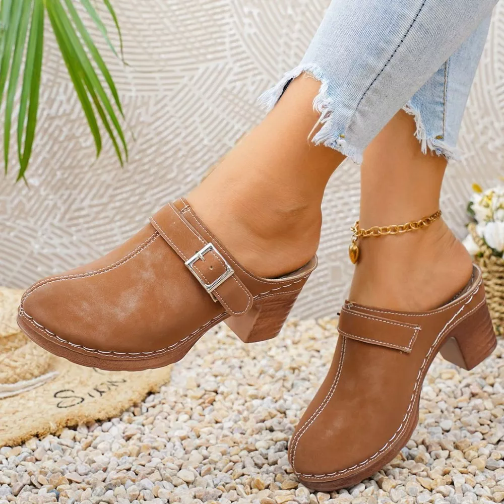 Round Toe Block Heels Sandals, image 2