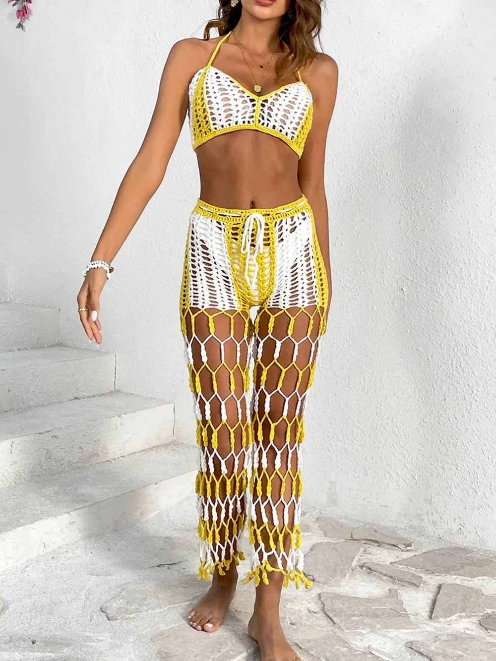 Cutout Halter Neck Top and Pants Two-Piece Swim Set, image 14