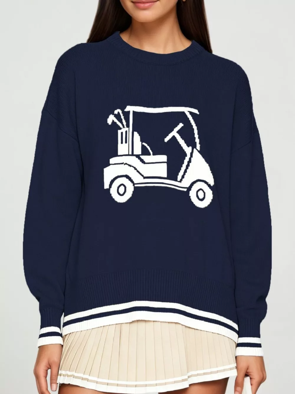Golf Cart Graphic Dropped Shoulder Sweater, image 9