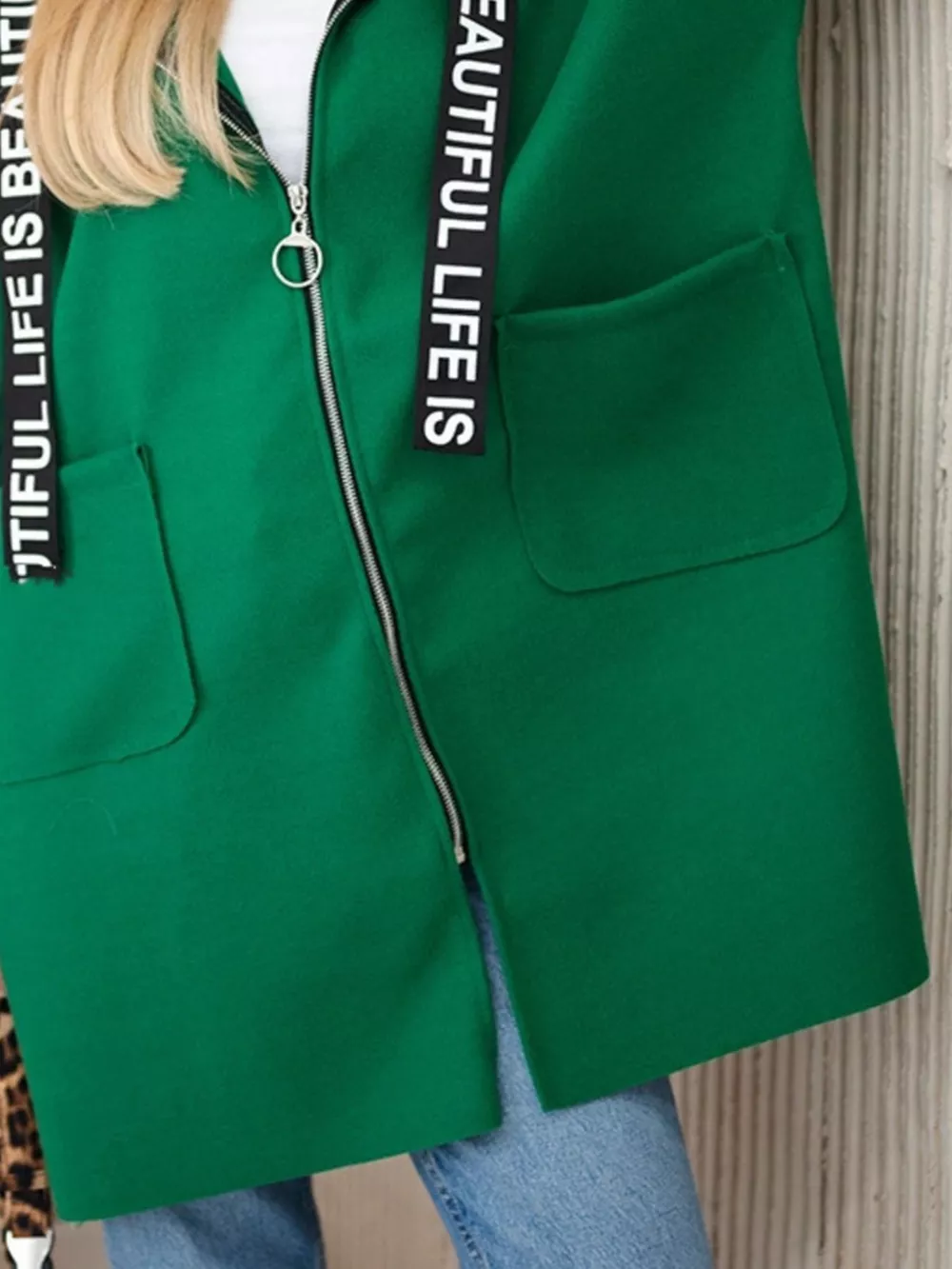 Full Size Hooded Zip-Up Longline Outerwear Plus Size, image 7