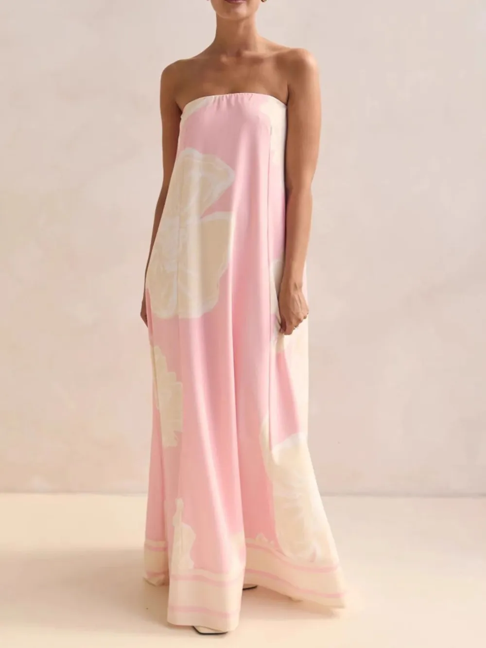 Smocked Printed Tube Maxi Dress, image 2